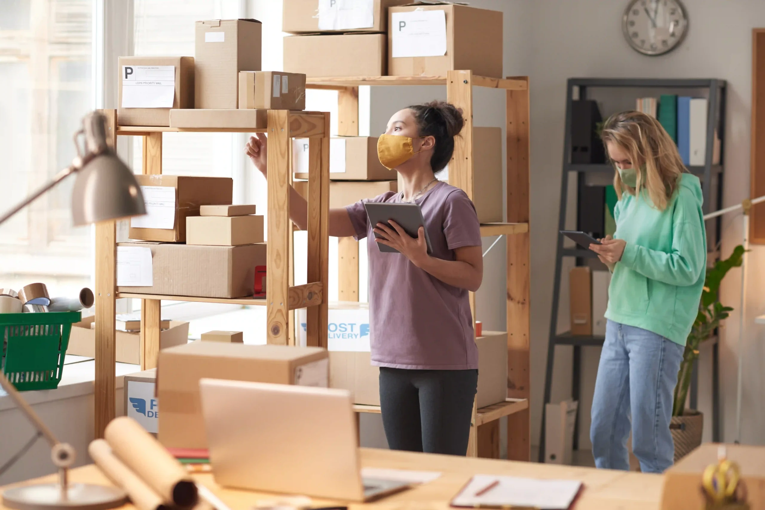 Warehouse staff organizing packages for seamless order fulfillment and timely deliveries.