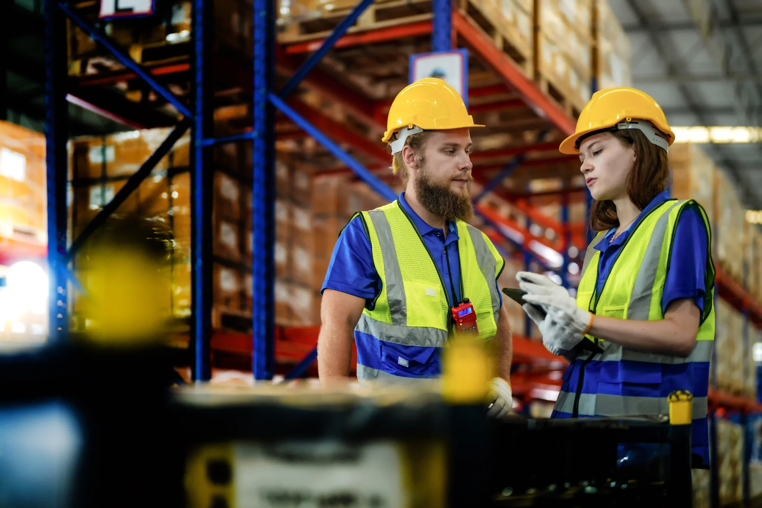 Warehouse worker preparing packaging materials, highlighting inventory management and supply chain optimization challenges.