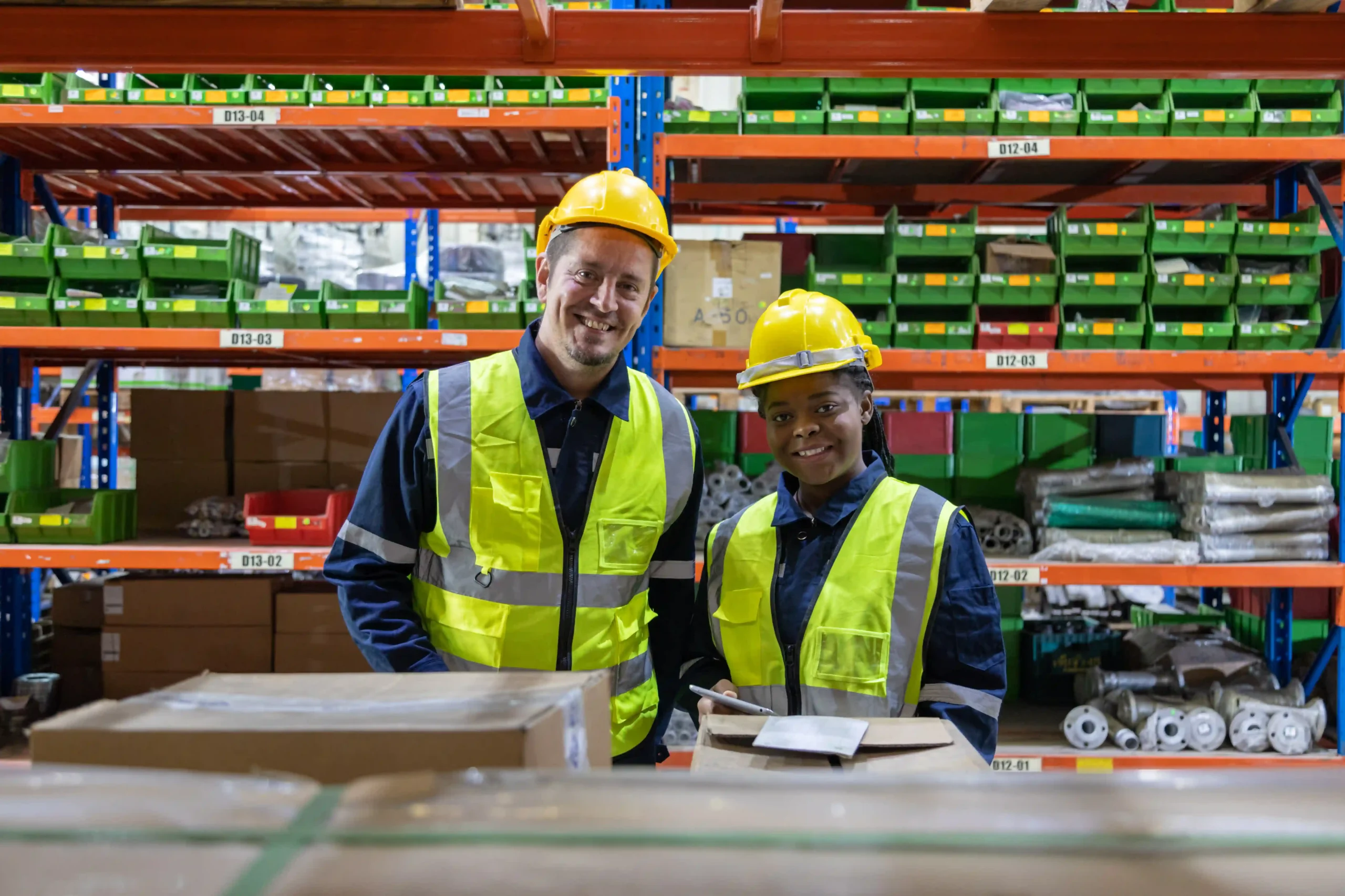 Warehouse team organizing goods in a third party logistics facility