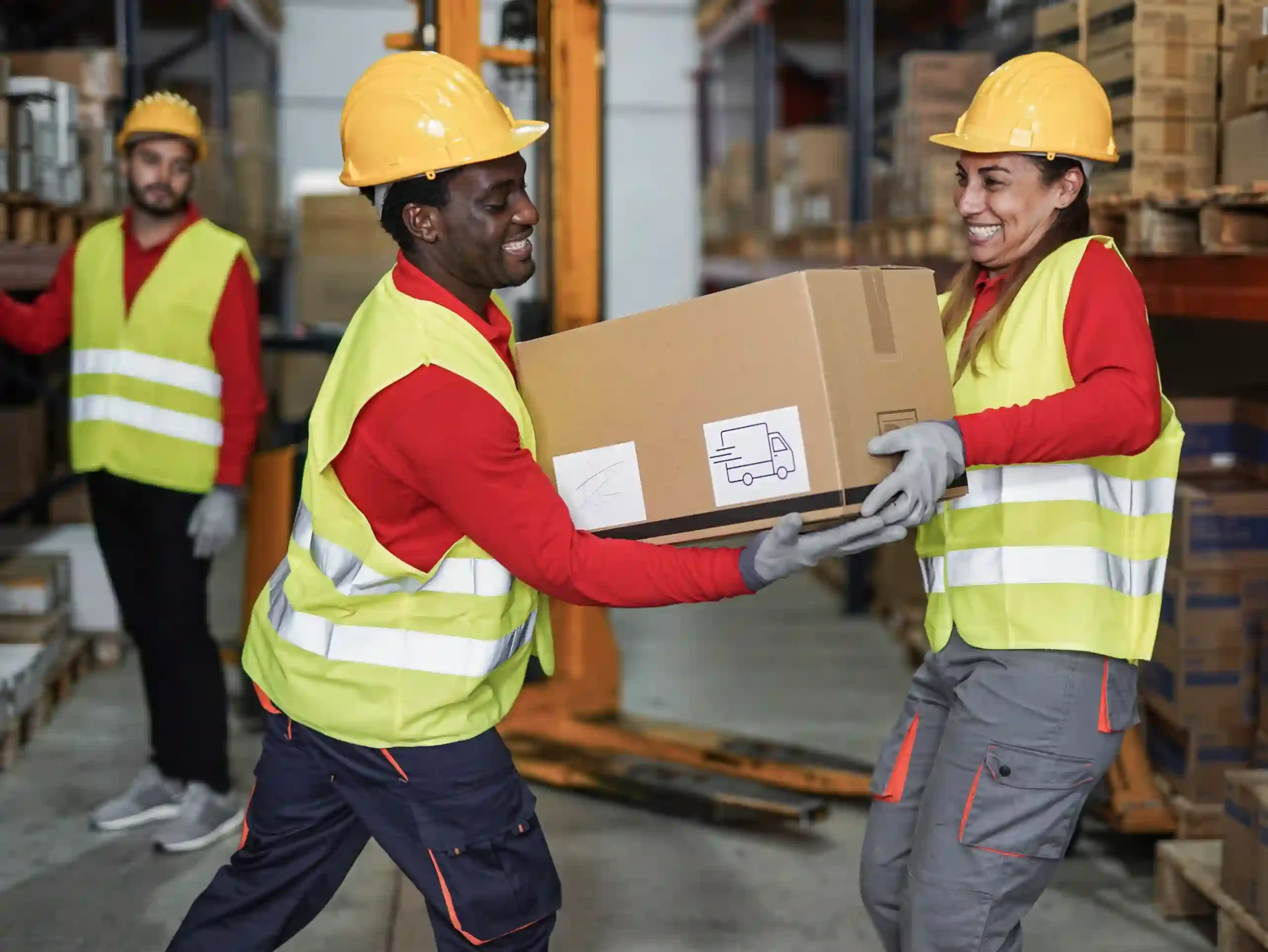 Staff handling packages safely with third party logistics insurance coverage