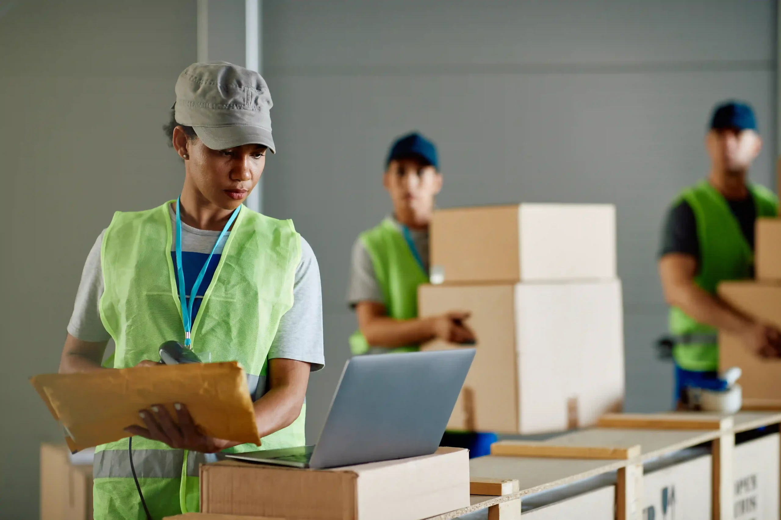 Warehouse worker scanning packages into a logistics system, representing 3PL explained fulfillment processes