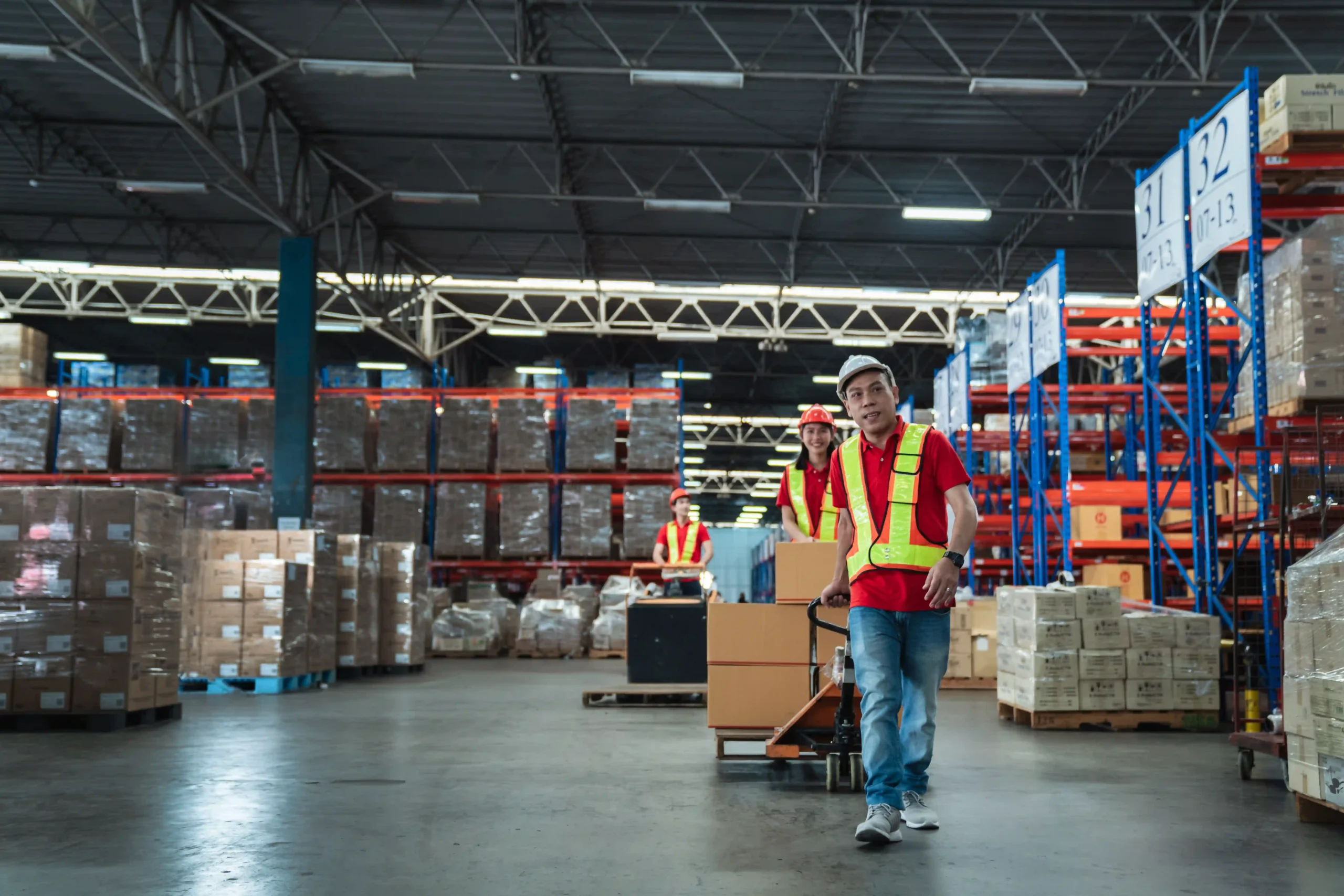Team members managing inventory flow in a 3PL warehouse automation setup