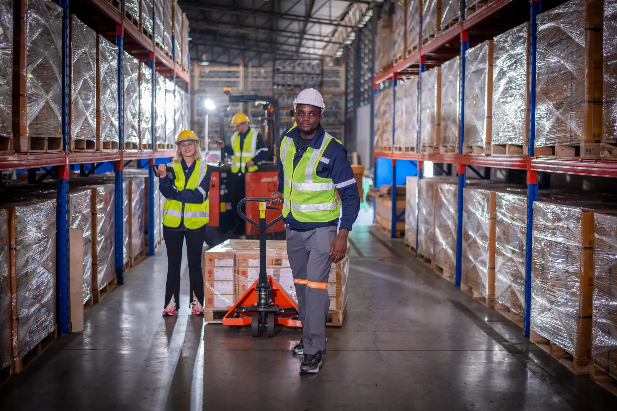 Material handling and warehouse transportation inside large distribution logistics companies