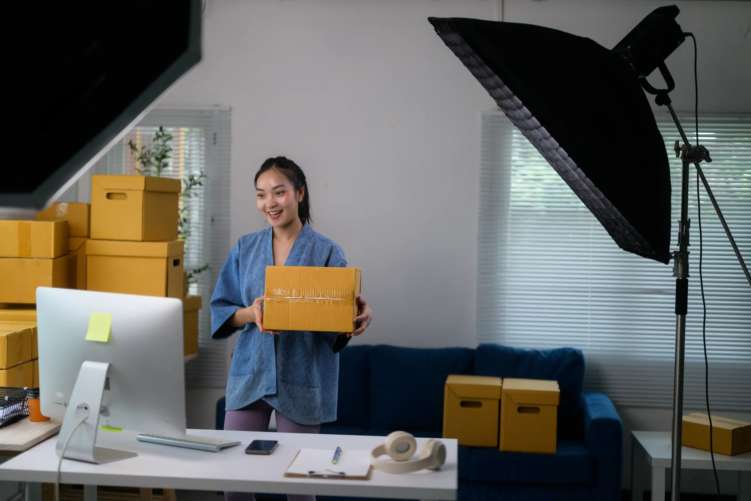 Online seller showcasing packaged order supported by strong fulfillment kpis
